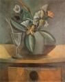 Vase fleurs verre vin et cuillere 1908 cubiste Pablo Picasso